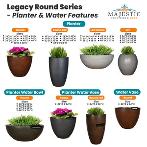 Legacy Round Series - Planter and Water Features - Majestic Fountains and More