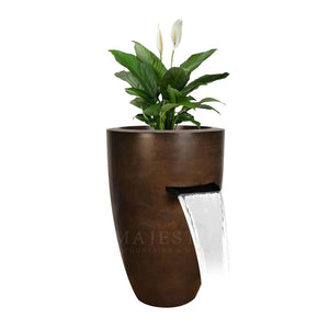Legacy Round Tall Planter Water Vase in GFRC Concrete - Majestic Fountains