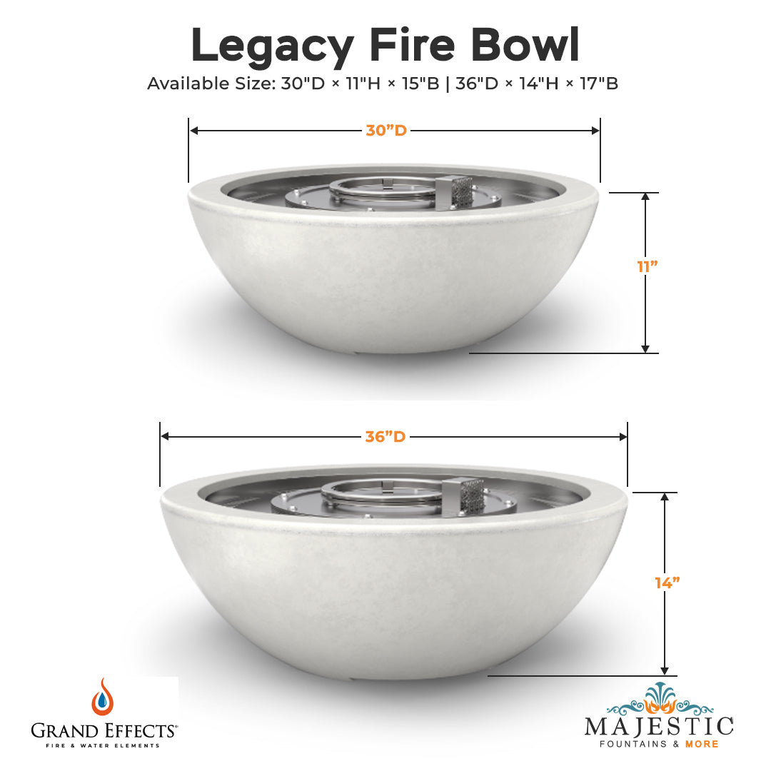 Legacy Fire Bowl Natural Size - Majestic Fountains