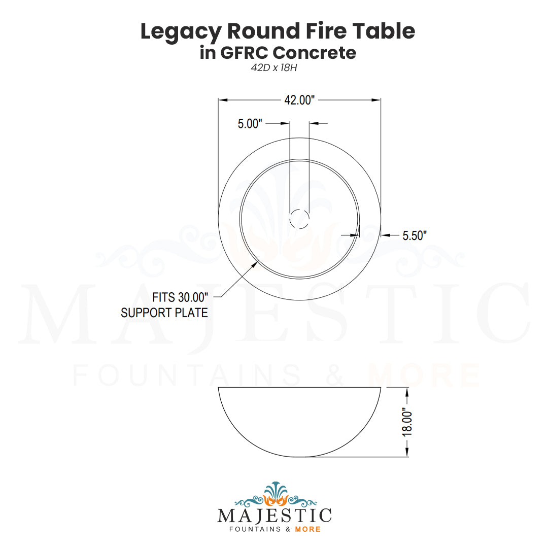 Legacy Round Fire Table - Majestic Fountains