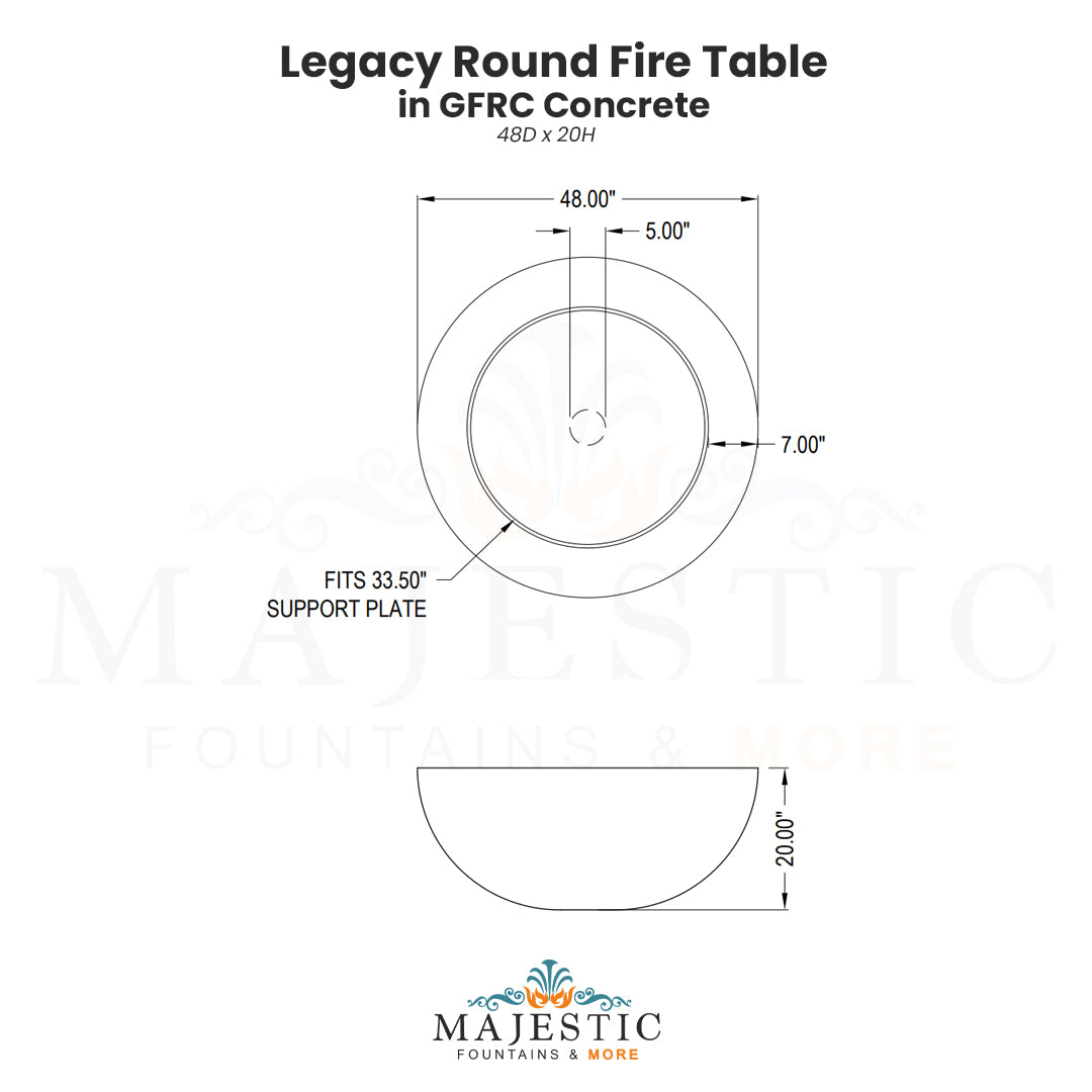 Legacy Round Fire Table - Majestic Fountains