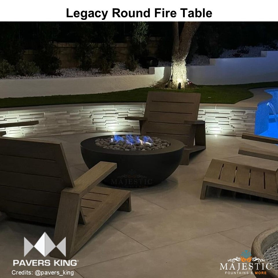 Legacy Round Fire Table in GFRC Concrete by Archpot - Majestic Fountains and More.