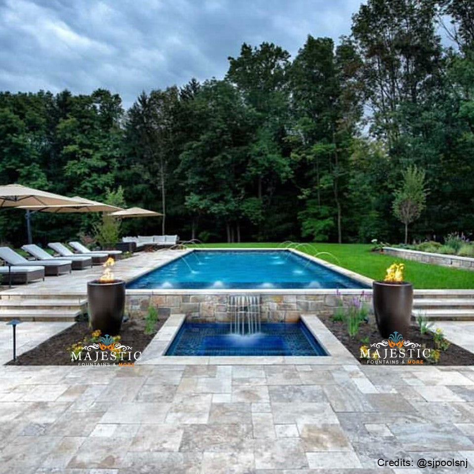 Legacy Round Tall Fire Vase in GFRC Concrete by Archpot - Majestic Fountains and More..