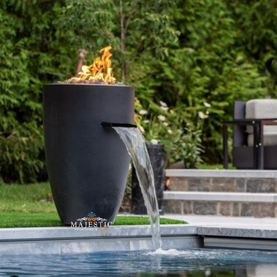 Water Feature Contemporary Outdoor With Fireplace Fire & Water