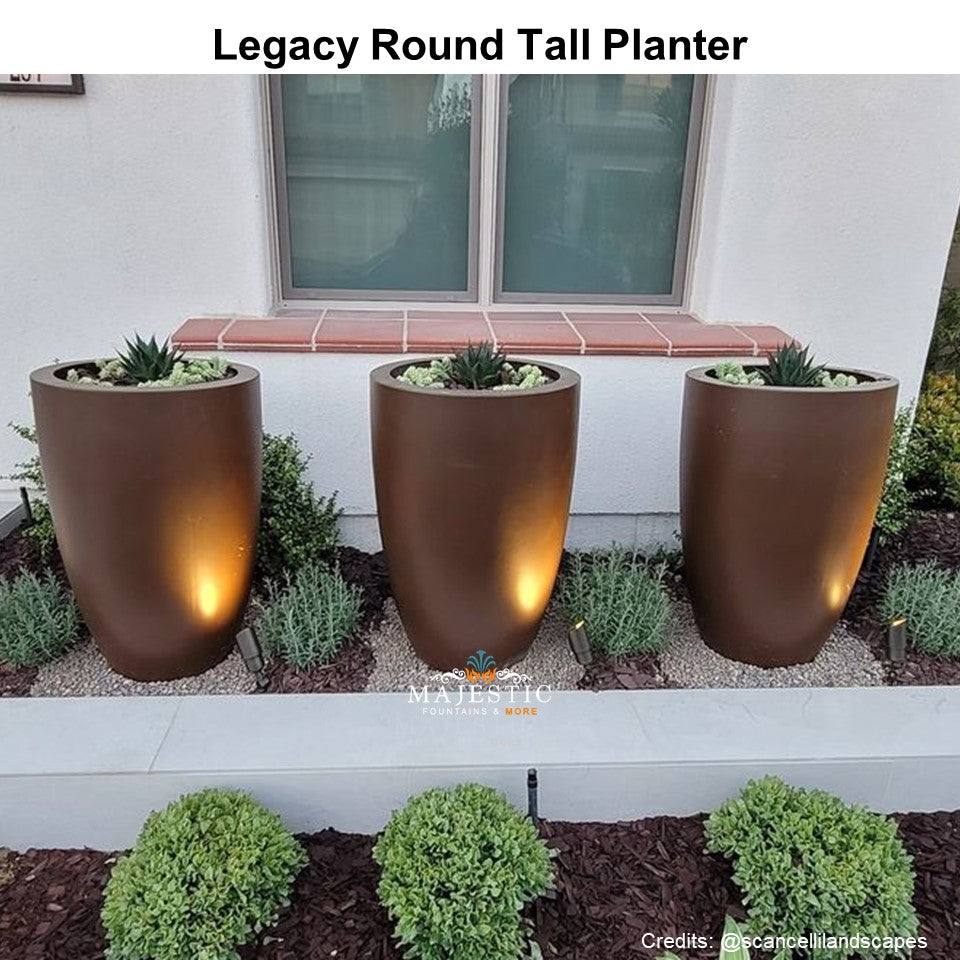 tall pot planter Legacy Round Tall Planter 16"D x 24"H / Single