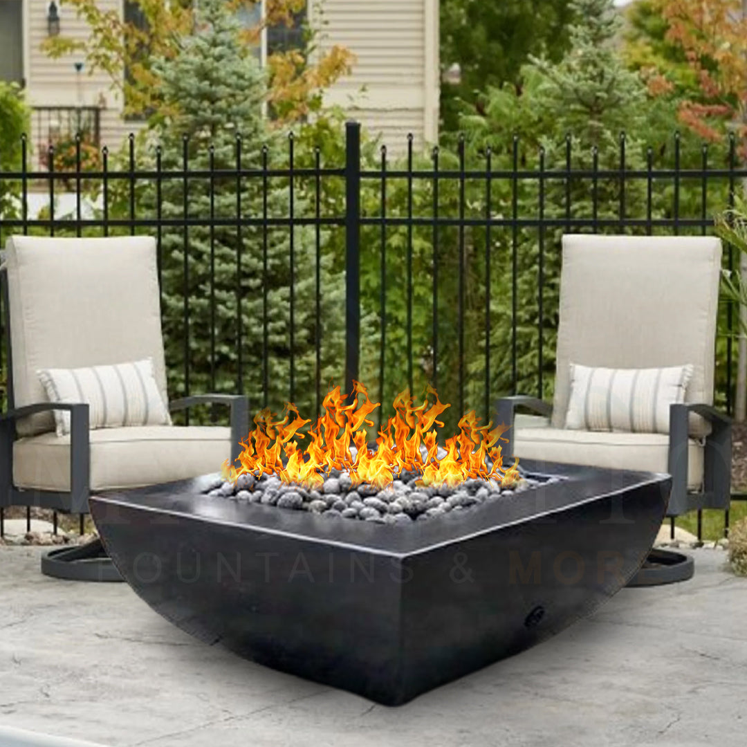 Legacy Square Fire Table in GFRC Concrete by Archpot - Majestic Fountains and More