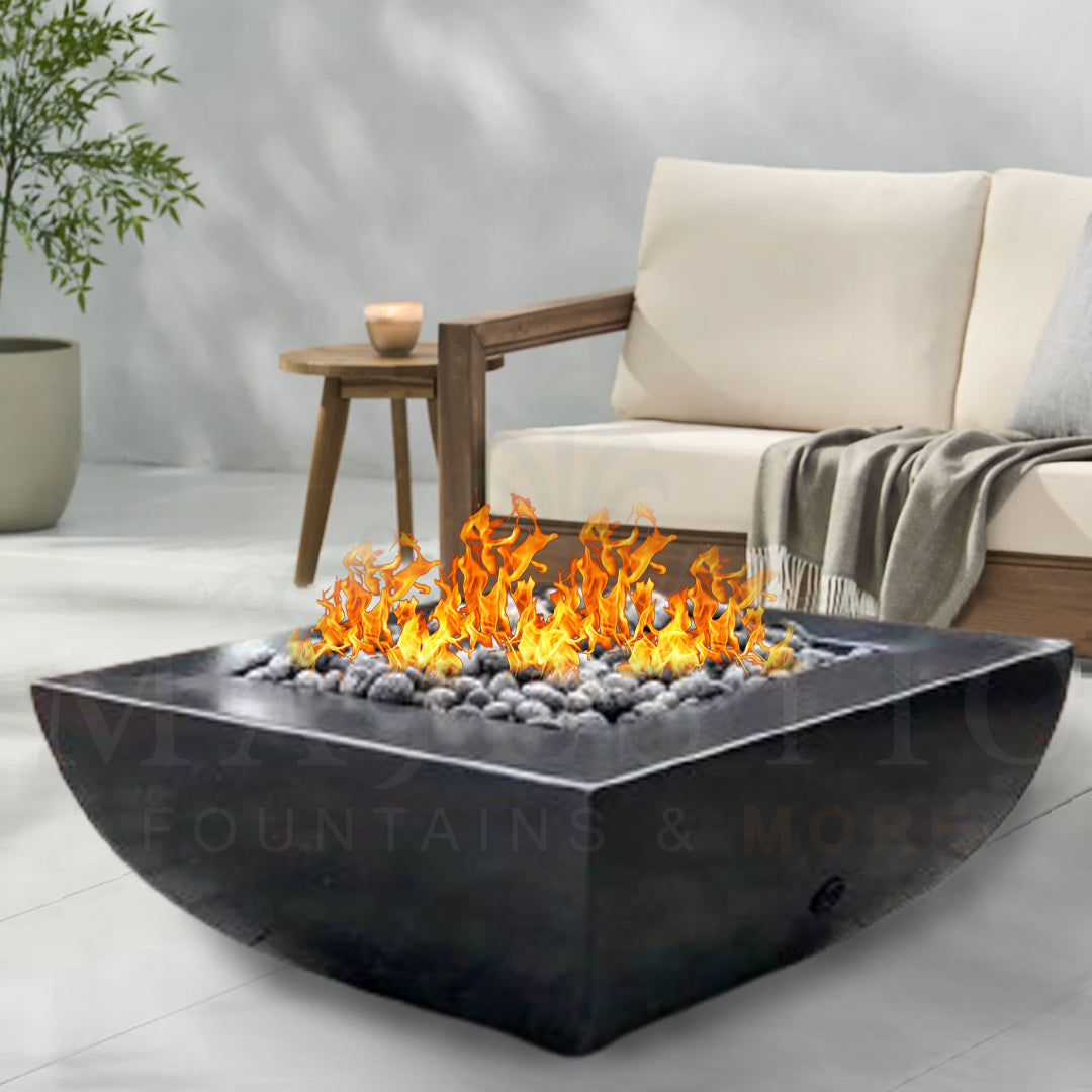 Legacy Square Fire Table in GFRC Concrete by Archpot - Majestic Fountains and More