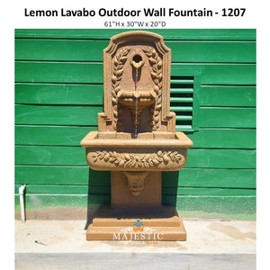 Lemon Lavabo Concrete Outdoor Wall Fountain - 1207 - Majestic Fountains and More