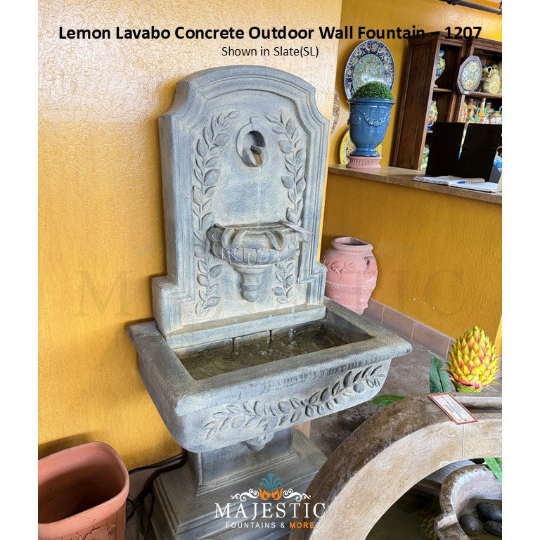 Lemon Lavabo Concrete Outdoor Wall Fountain - 1207 -Majestic Fountains