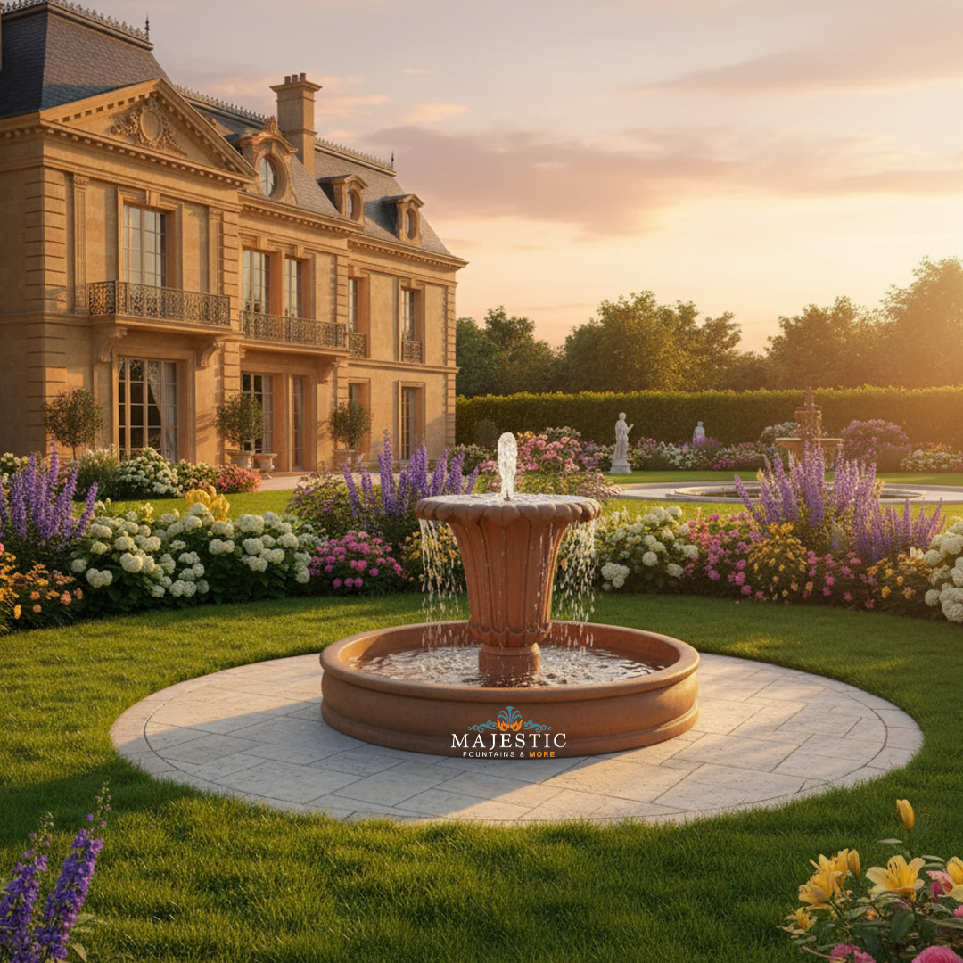 Lillium Outdoor Courtyard Fountain with Basin - 1025 - Majestic Fountains