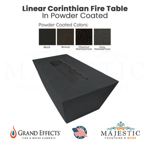 Linear Corinthian Fire Table in Powder Coated by Grand Effects - Majestic Fountains