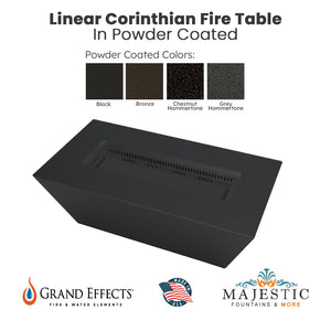 Linear Corinthian Fire Table in Powder Coated by Grand Effects - Majestic Fountains