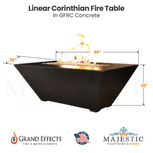 Linear Corinthian Fire Table - Majestic Fountains