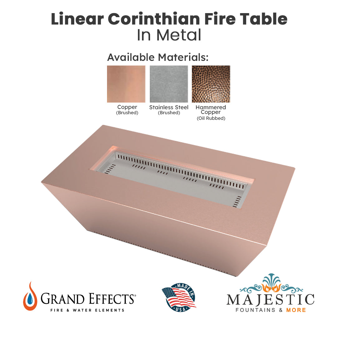 Linear Corinthian Fire Table in Metal - Majestic Fountains and More.