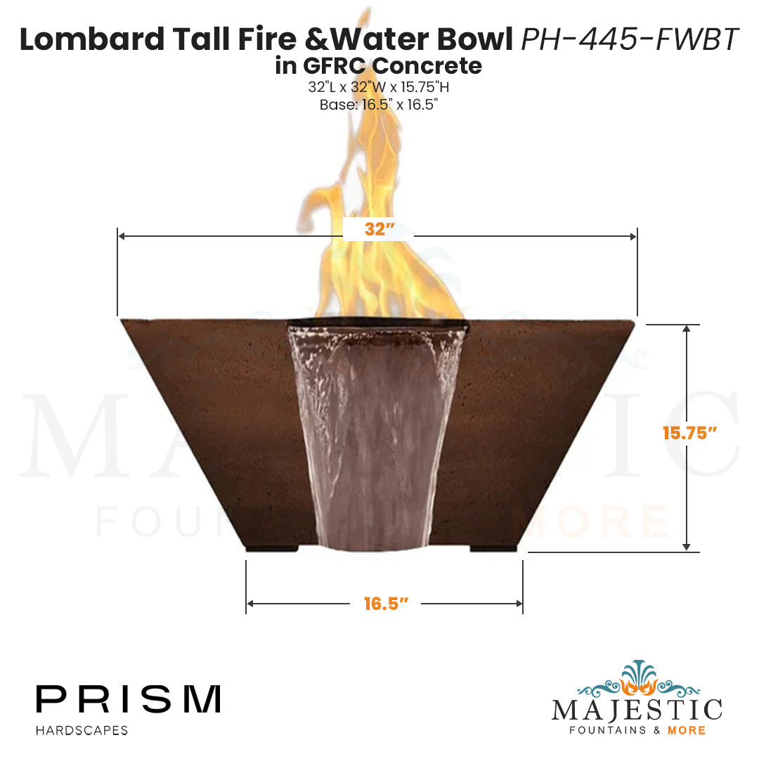 Lombard 16.5 Tall Fire & Water Bowl PH-445-FWBT - Majestic Fountains