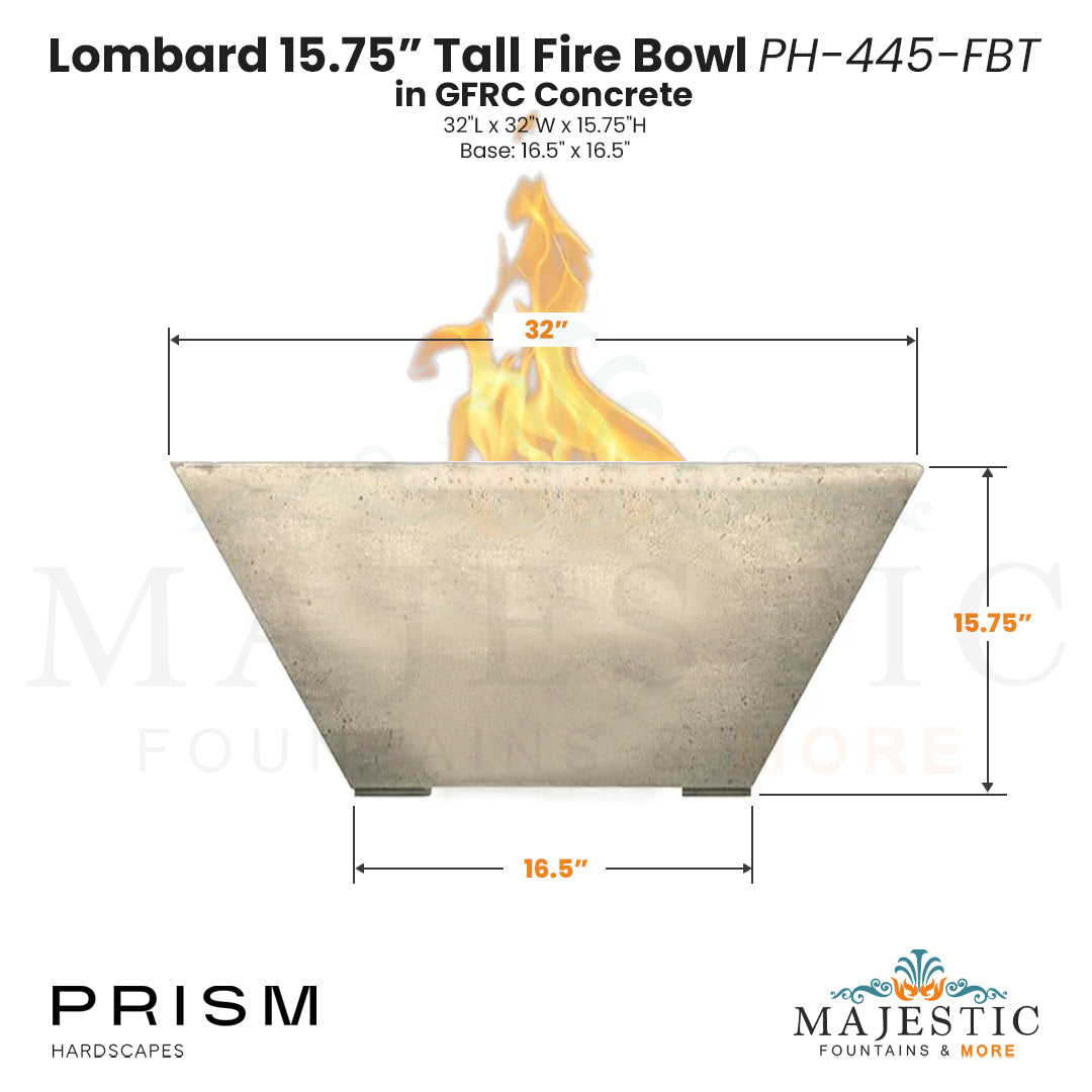 Lombard Tall Fire Bowl PH-445-FBT in GFRC  - Majestic Fountains