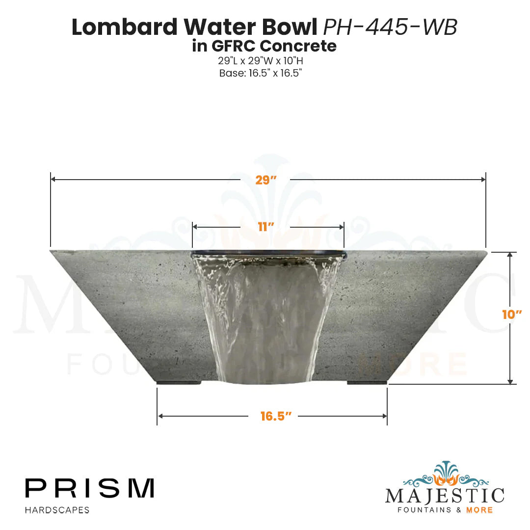 Lombard Tall Water Bowl PH-445-WBT in GFRC - Majestic Fountains