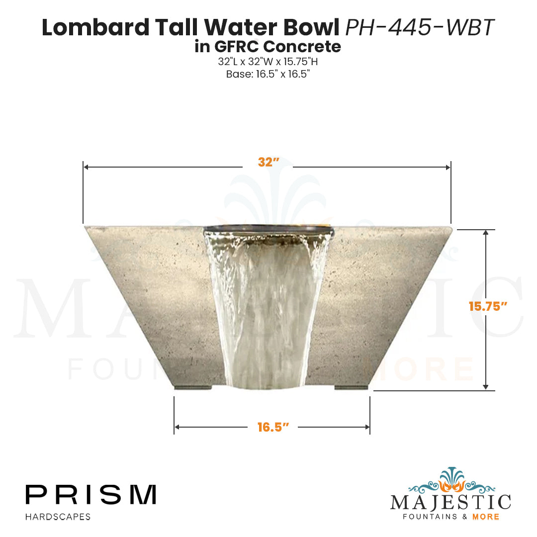Lombard Water Bowl PH-445-WB in GFRC Size - Majestic Fountains