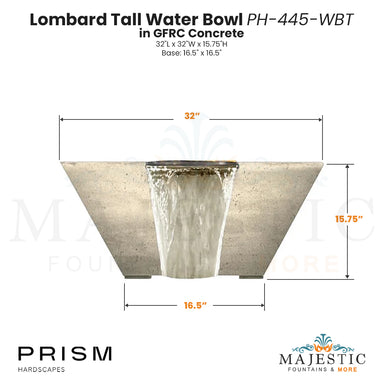 Lombard Water Bowl PH-445-WB in GFRC Size - Majestic Fountains