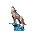 Lone Wolf Howling on a Rock Bronze Table Top Sculpture - Majestic Fountains