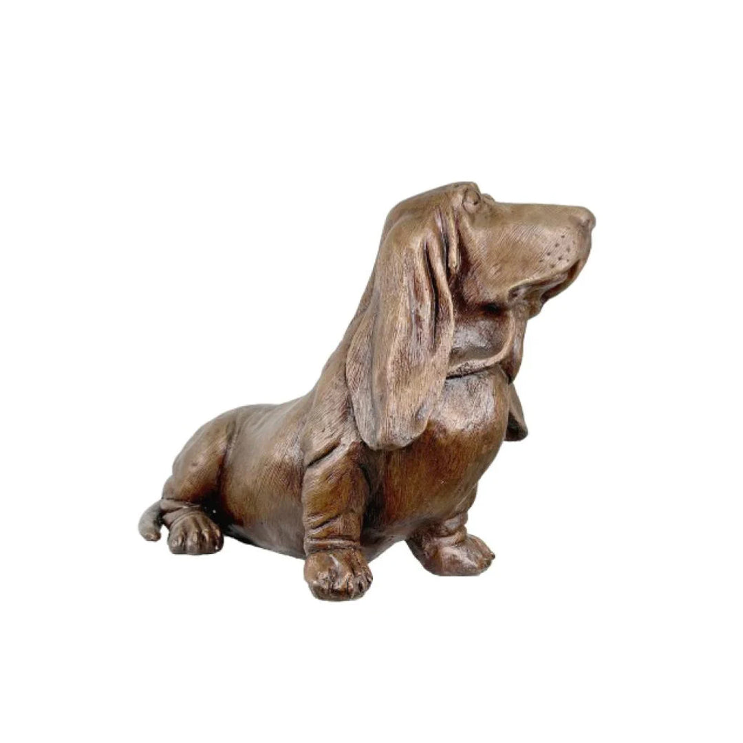 Long Eared Basset Hound Bronze Table Top Sculpture - Majestic Fountains