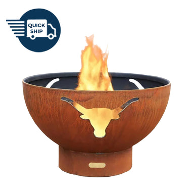 Long Horn Wood Burning or Gas Fire Pit - by Fire Pit Art - Majestic Fountains