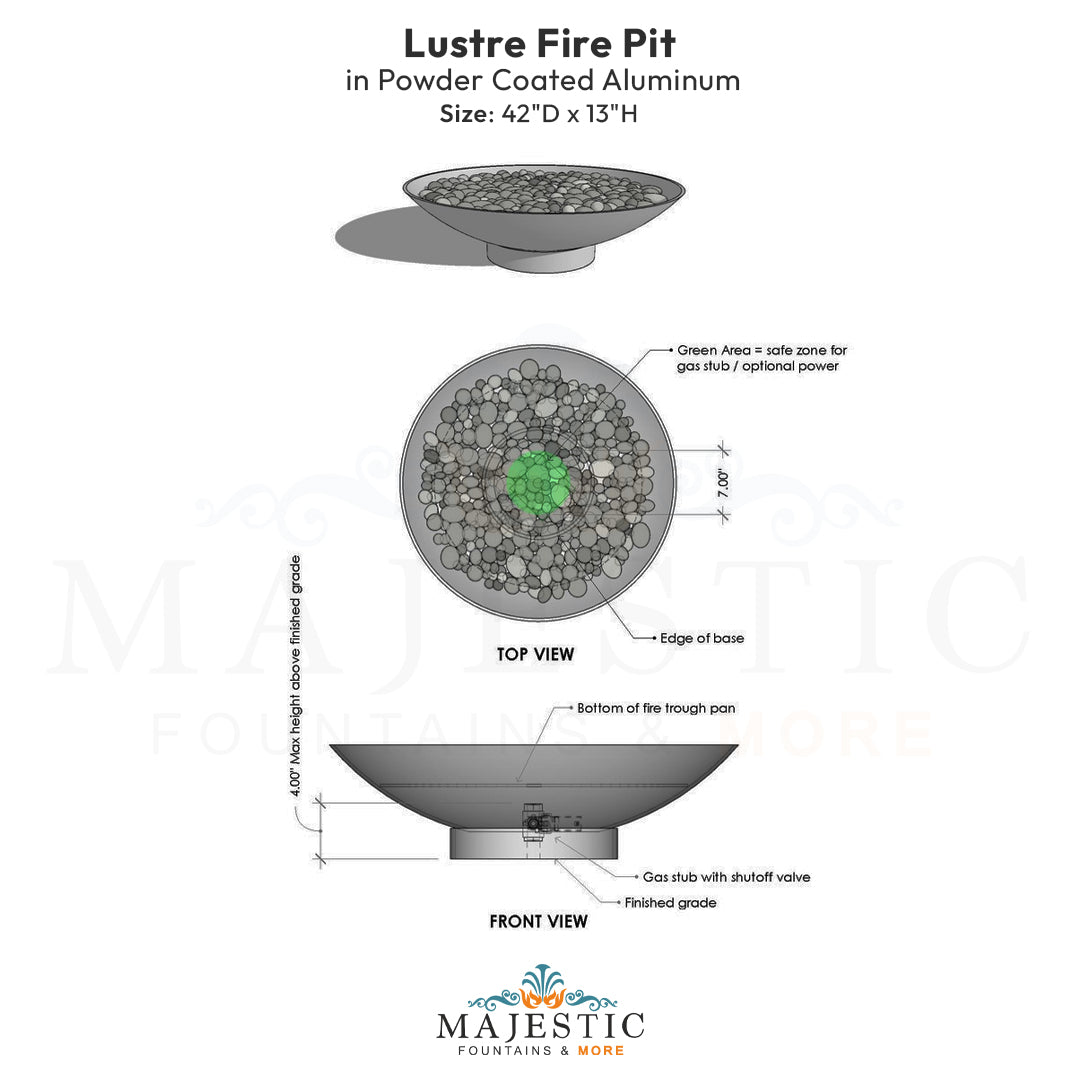 Lustre Fire Pit in Powder Coated Steel - Majestic Fountains
