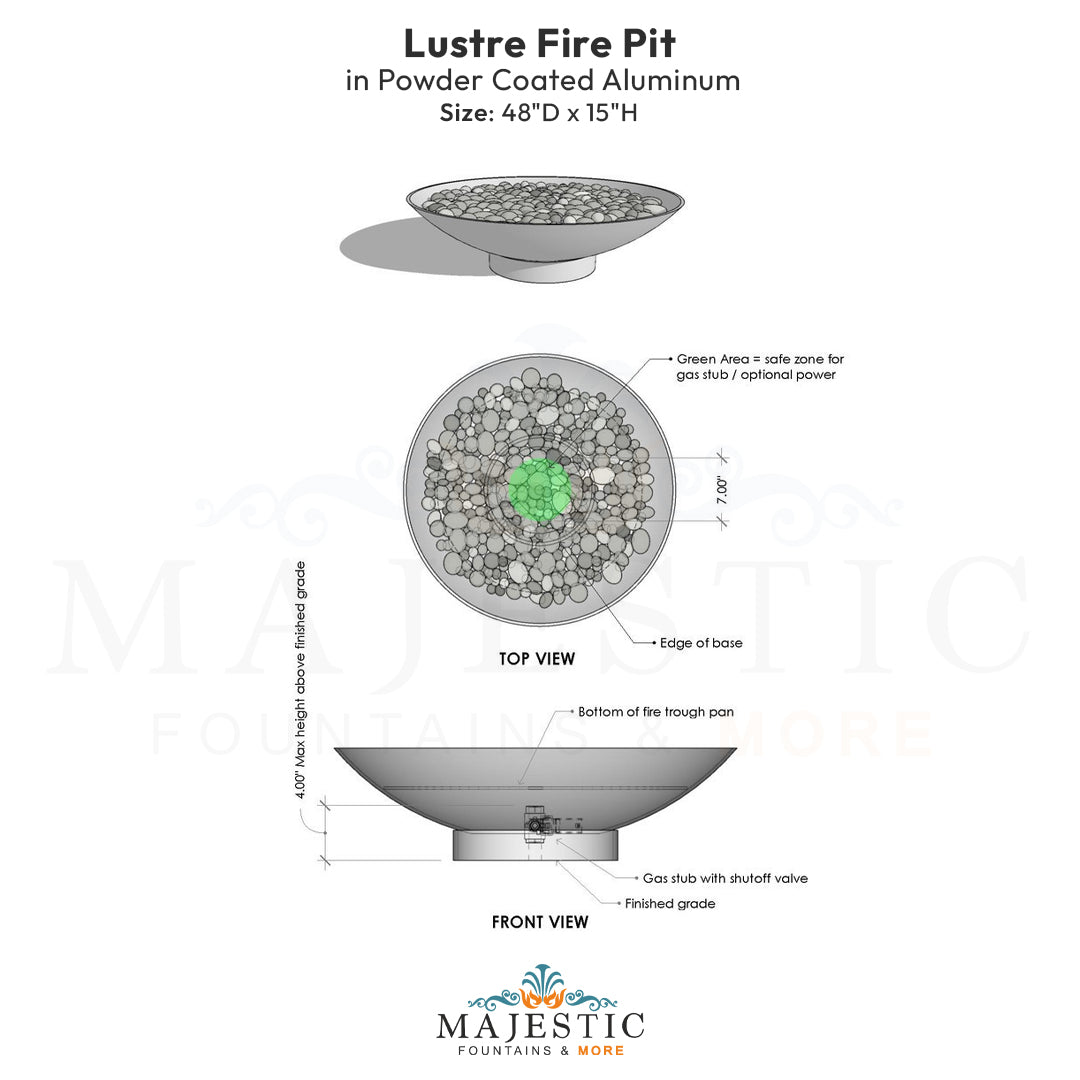 Lustre Fire Pit in Powder Coated Steel - Majestic Fountains