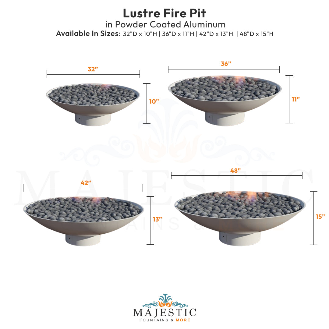Lustre Fire Pit in Powder Coated Steel - Majestic Fountains