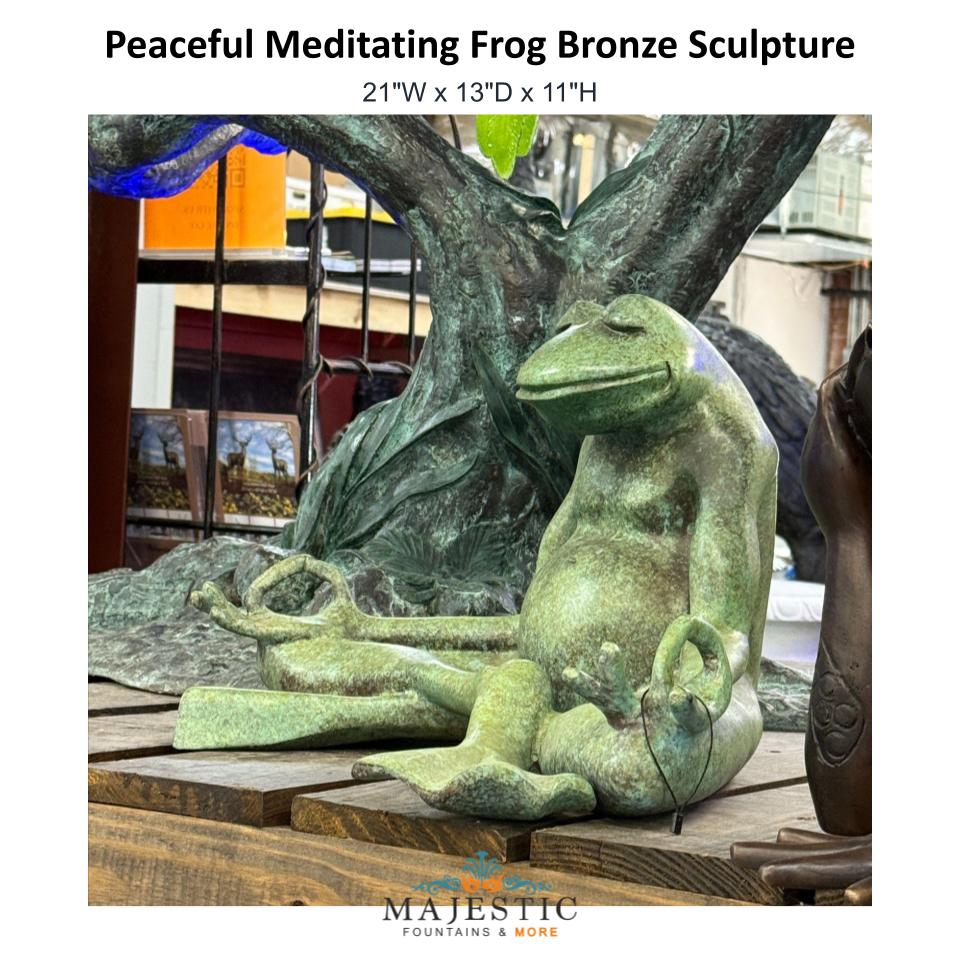 Peaceful Meditating Frog Bronze Sculpture