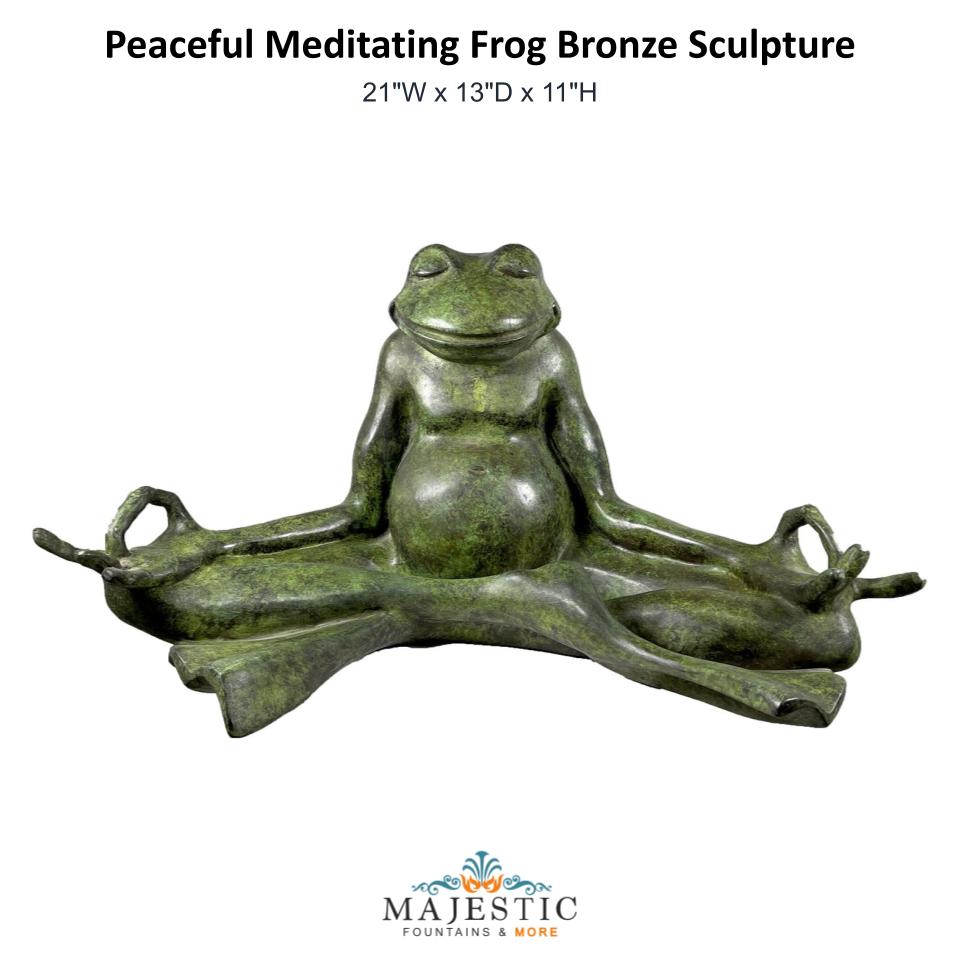 Peaceful Meditating Frog Bronze Sculpture