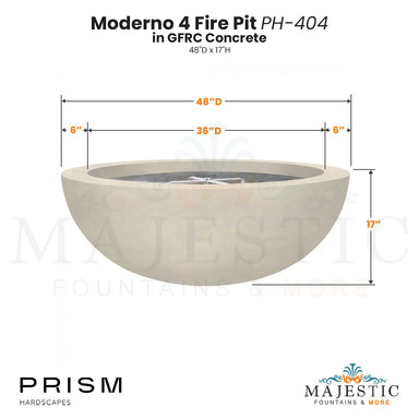 Moderno 4 Fire Pit PH-404 in GFRC Concrete by Prism Hardscapes Size  - Majestic Fountains and More