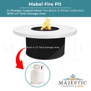 Mabel Fire Pit in Powder Coated Metal - Black & White Collection - Majestic Fountains