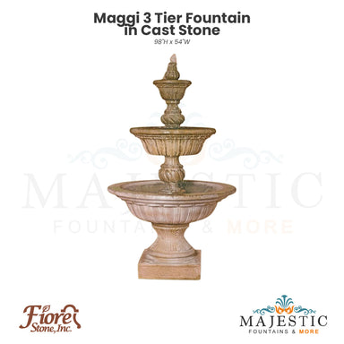 Maggi 3 Tier Fountain in Cast Stone - Fiore Stone AV114-FXL - Majestic Fountains