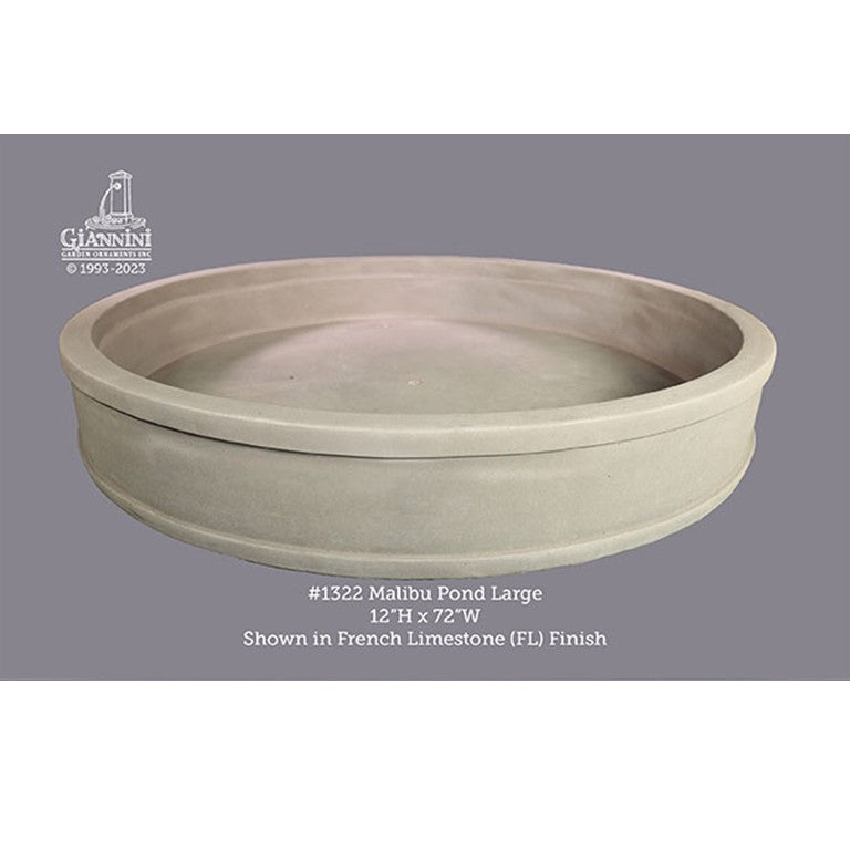 Malibu Round One-Piece Fountain Basin in Cast Stone-1322 - Majestic Fountains