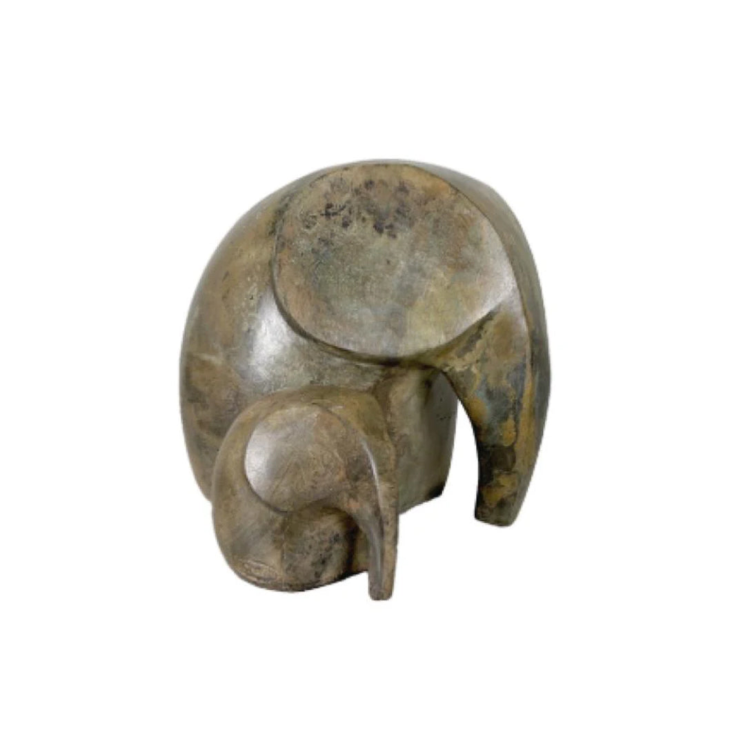 Mama and Baby Elephant Bronze Table Top Sculpture - Majestic Fountains