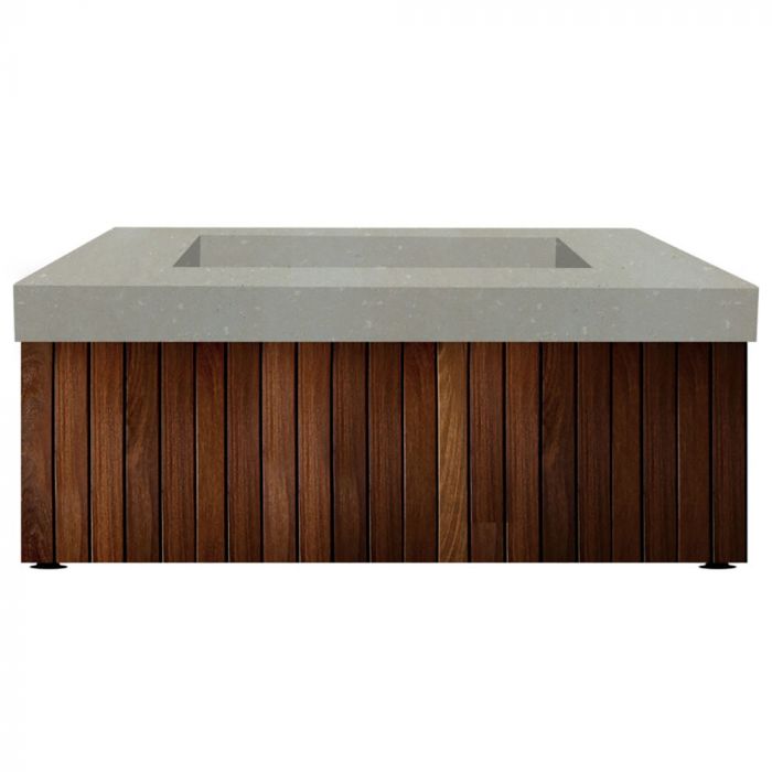 Manchester Fire Table with GFRC Top and Wood Base by Prism Hardscapes - Majestic Fountains and More