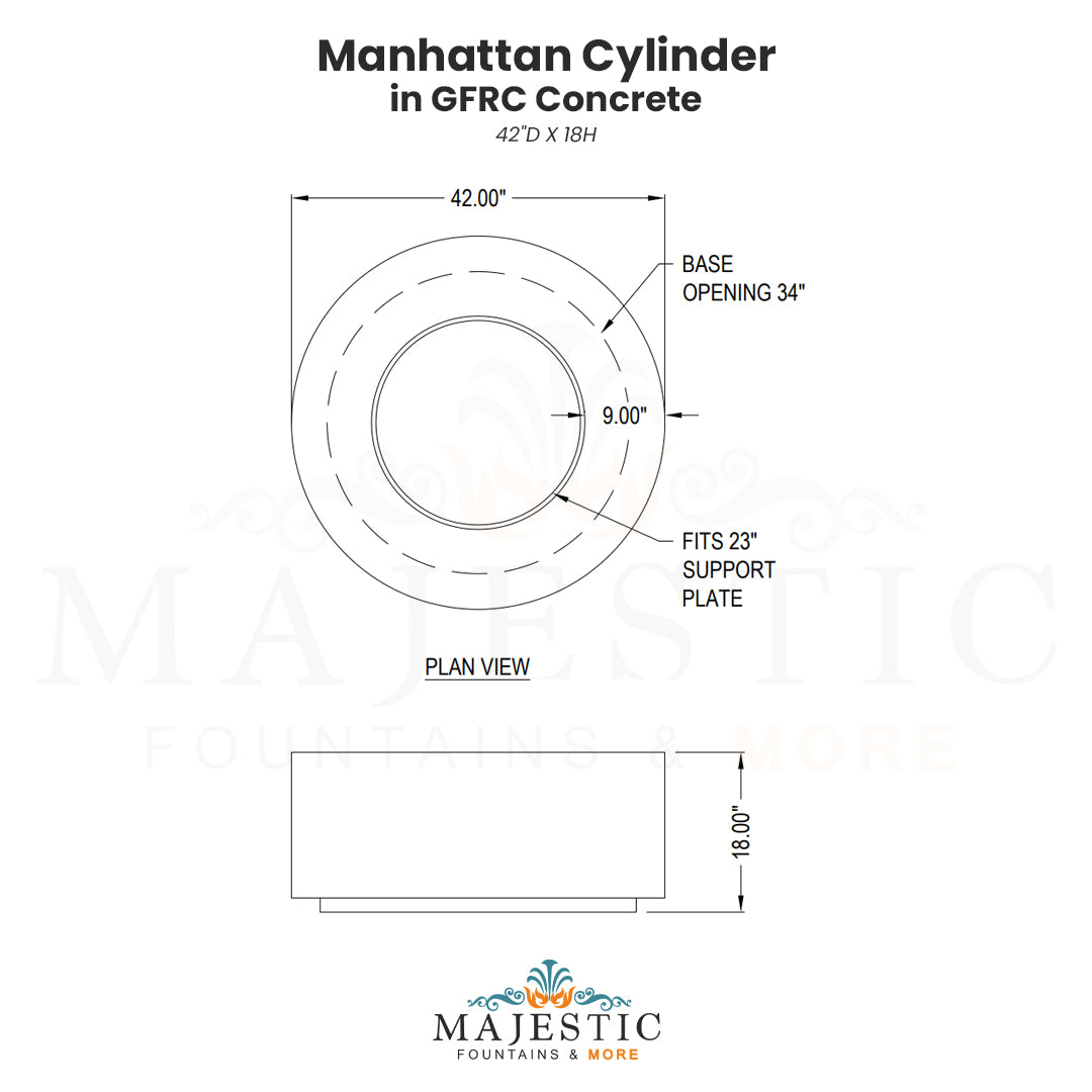 Manhattan Cylinder in GFRC Concrete - Majestic Fountains