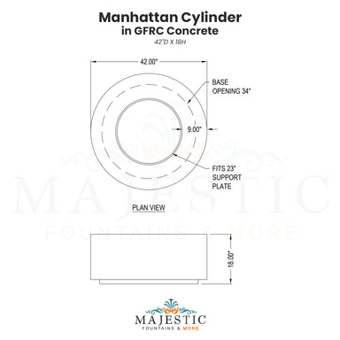 Manhattan Cylinder in GFRC Concrete - Majestic Fountains