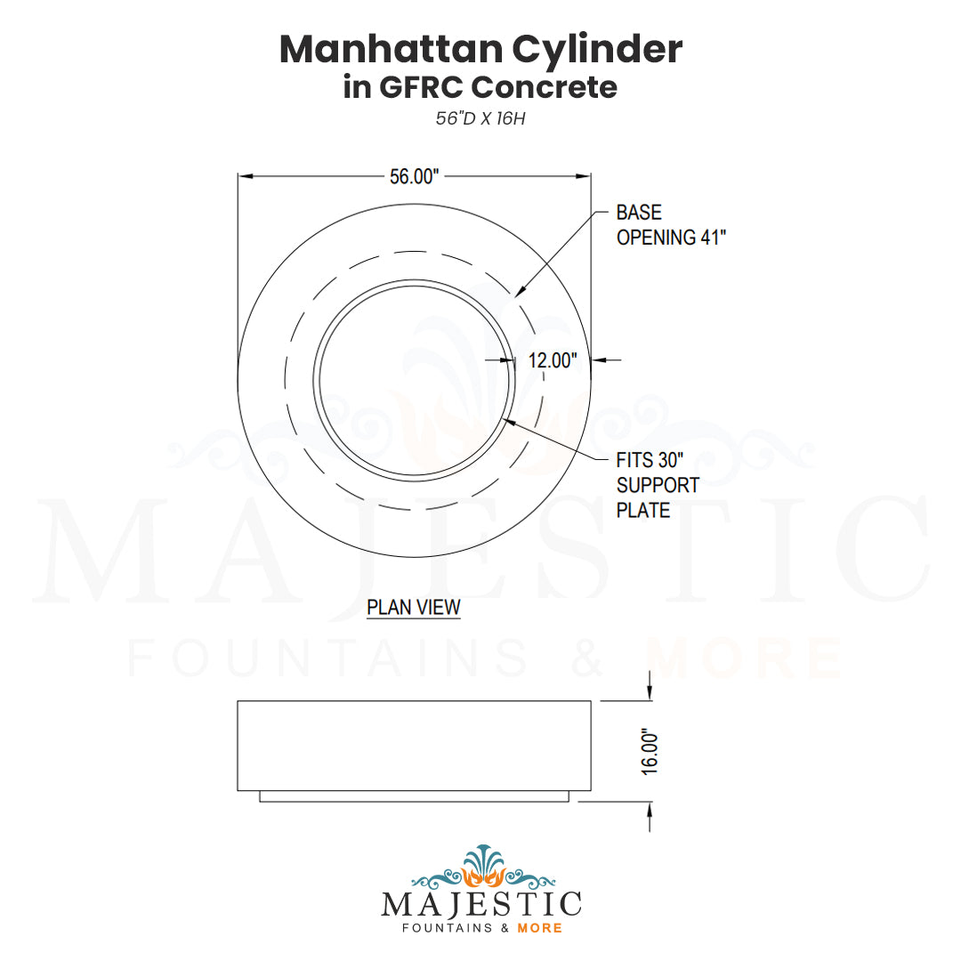 Manhattan Cylinder in GFRC Concrete - Majestic Fountains