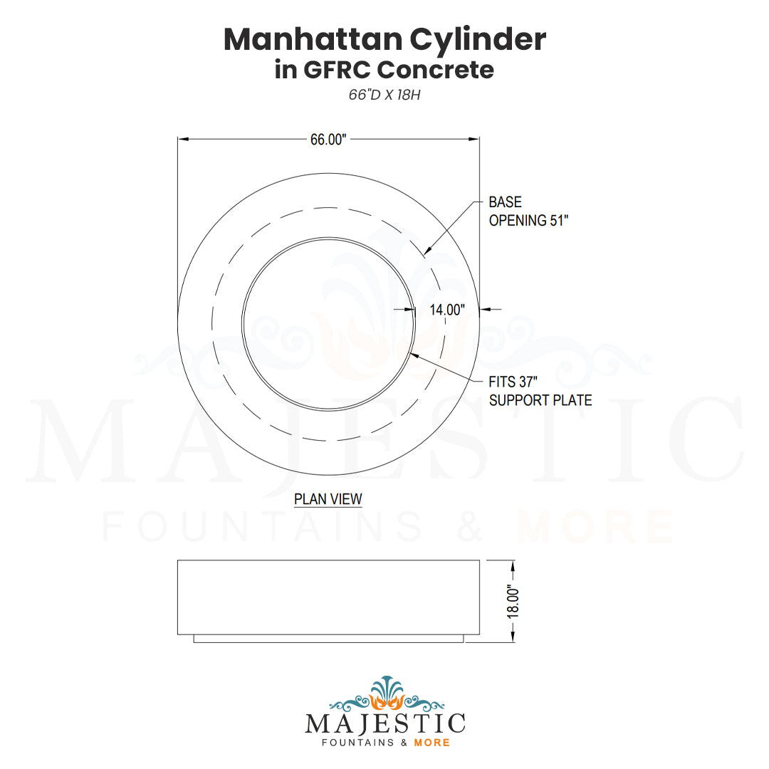 Manhattan Cylinder in GFRC Concrete - Majestic Fountains