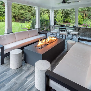 Manhattan Rectangle Fire Table in GFRC Concrete by Archpot - Majestic Fountains and More.