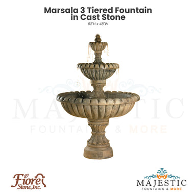 Marsala 3 Tier Fountain in Cast Stone by Fiore Stone - Majestic Fountains