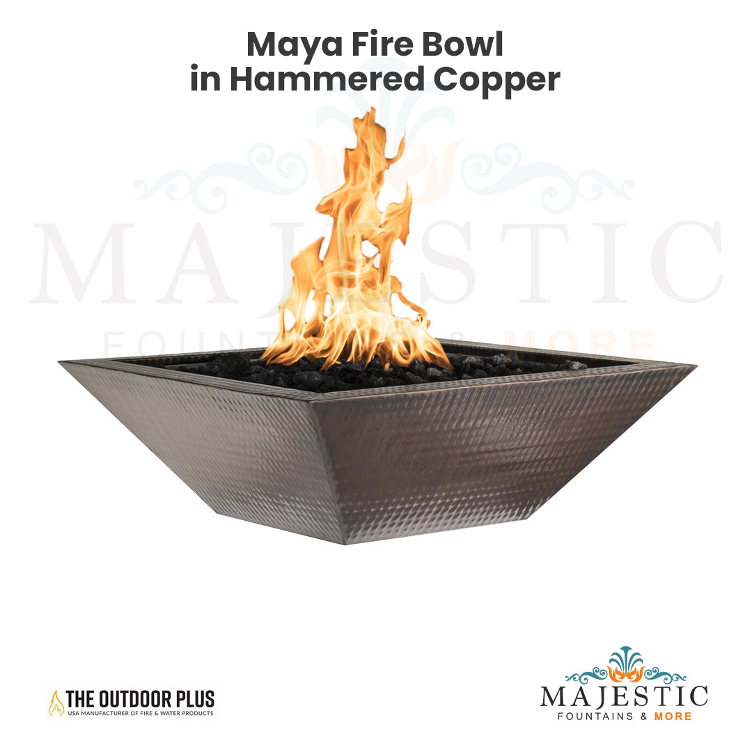 TOP Fires Maya Fire Bowl in Hammered Copper by The Outdoor Plus - Majestic Fountains