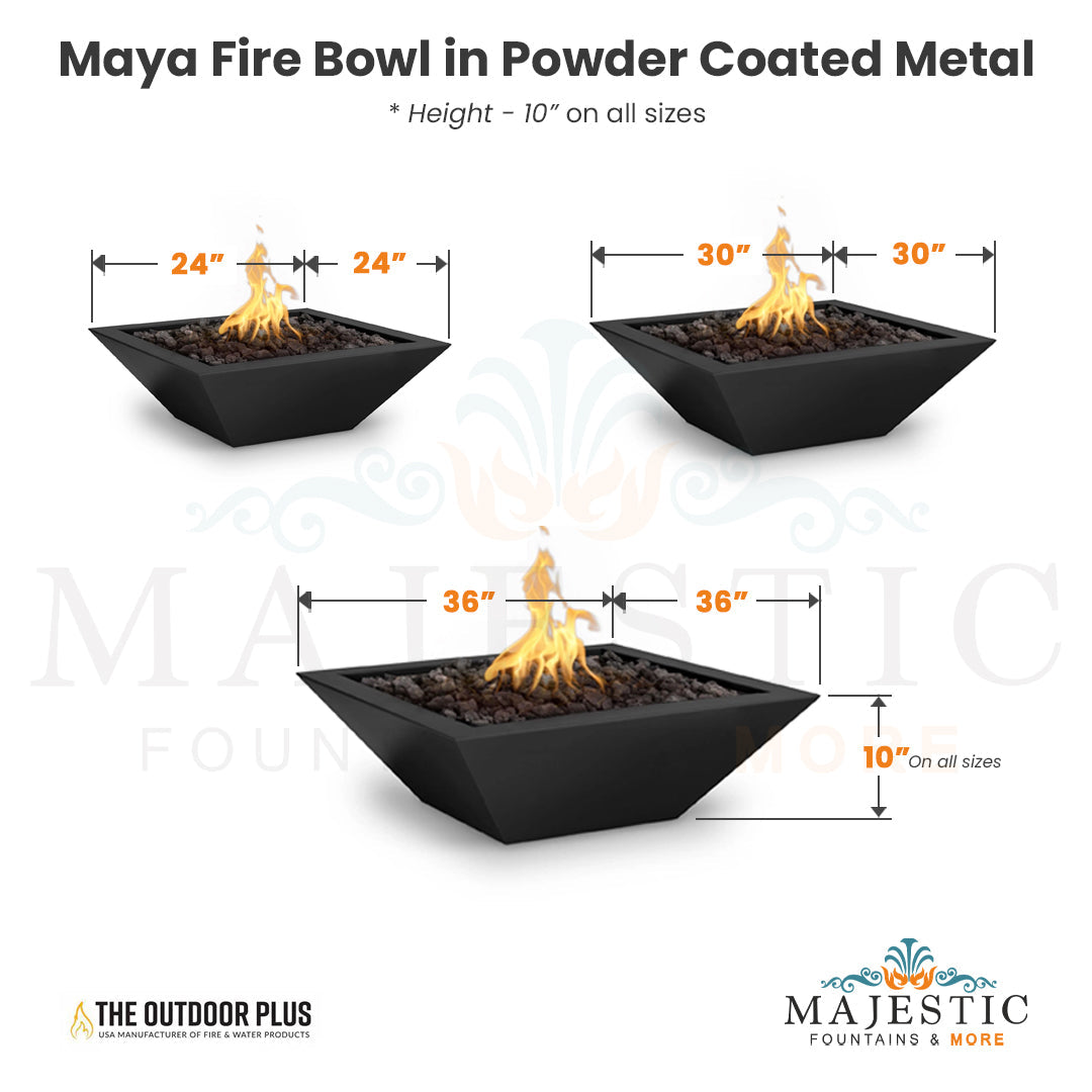 Maya Fire Bowl in Powder Coated Metal Size - Majestic Fountains