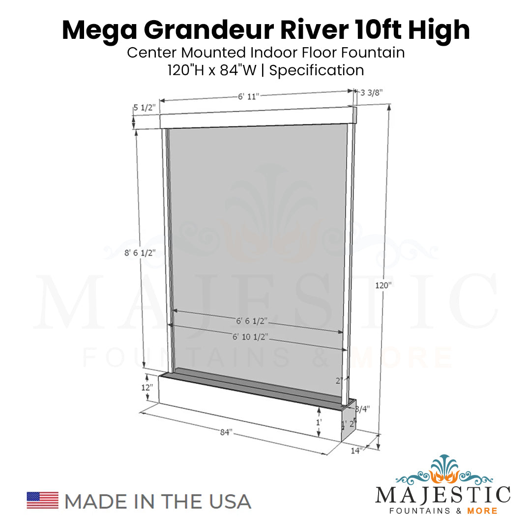 Mega Grandeur River 10ft High Center Mounted - Majestic Fountains