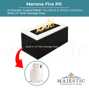 Merona Fire Pit in Powder Coated Metal - Black & White Collection - Majestic Fountains