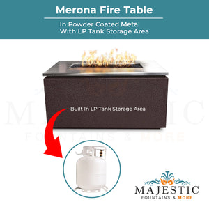 Merona Fire Table in Powder Coated Metal - Majestic Fountains