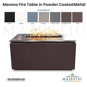 Merona Fire Table in Powder Coated Metal - Majestic Fountains and More