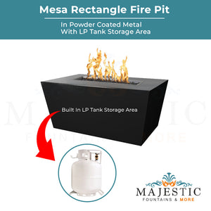 Mesa Rectangle Fire Pit in Powder Coated Metal - Majestic Fountains